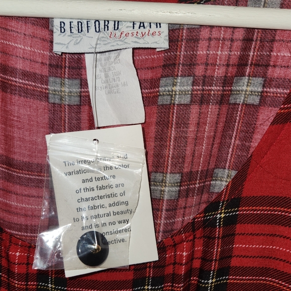 Vintage 1970s 1980s Red Plaid Maxi Dress by Bedford Fair NOS - Picture 10 of 12